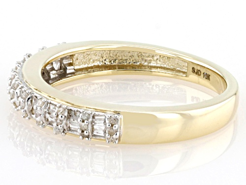 0.20ctw Round And Baguette White Diamond 10k Yellow Gold Band Ring - Size 5