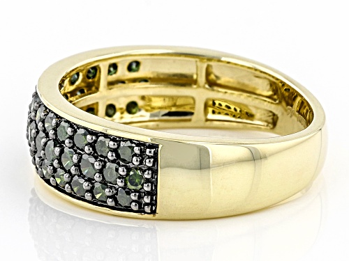 1.00ctw Round Green Diamond 10K Yellow Gold Band Ring - Size 7