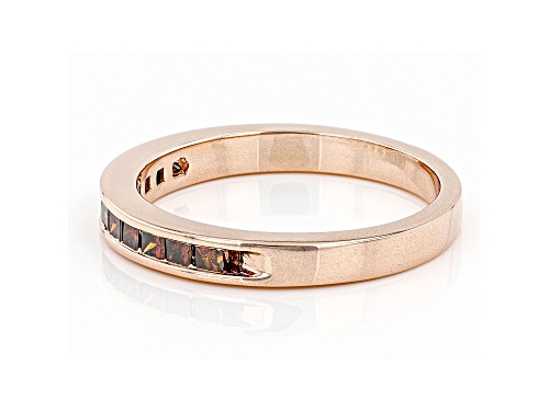 0.50ctw Princess Cut Red Diamond 10k Rose Gold Band Ring - Size 7