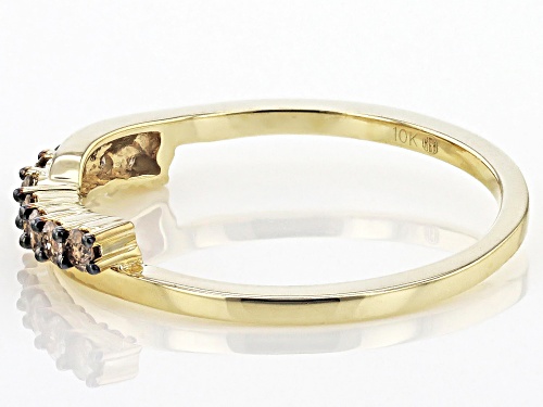0.25ctw Round Champagne Diamond 10k Yellow Gold Band Ring - Size 8