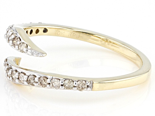 0.33ctw Round Diamond 10k Yellow Gold Bypass Ring - Size 8