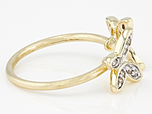 0.20ctw Round Diamond 10k Yellow Gold Butterfly Cuff Ring - Size 7