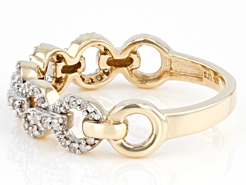 0.20ctw Round White Diamond 10k Yellow Gold Link Band Ring - Size 8