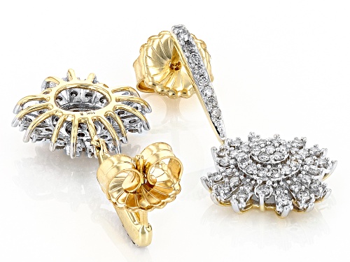 1.00ctw Round Diamond 10k Yellow Gold Dangle Earrings