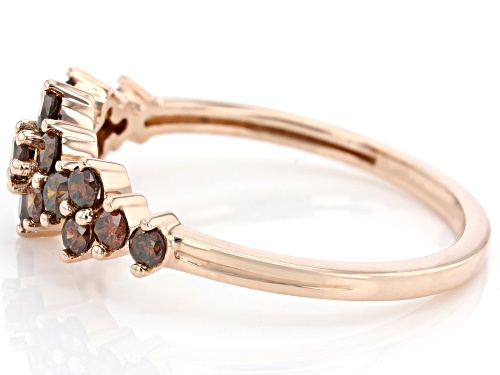 0.65ctw Round Red Diamond 10k Rose Gold Cluster Band Ring - Size 9