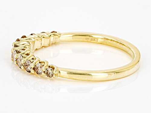 0.50ctw Round Champagne Diamond 10k Yellow Gold Band Ring - Size 7