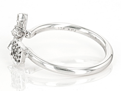 0.20ctw Round White Diamond 10k White Gold Floral Cuff Ring - Size 7