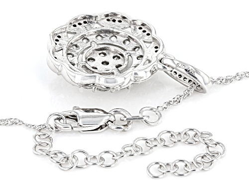 0.90ctw Round White Diamond 10k White Gold Cluster Pendant With 18