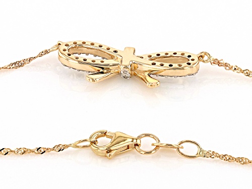 0.35ctw Round White Diamond 10k Yellow Gold Bow Necklace - Size 18