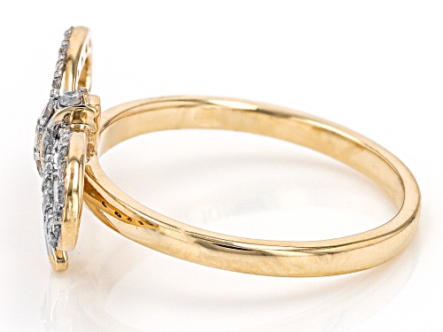 0.35ctw Round White Diamond 10k Yellow Gold Bow Ring - Size 6