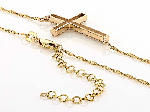 0.55ctw Round White Diamond 10k Yellow Gold Cross Necklace - Size 17