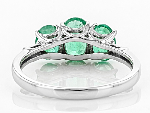 1.39ctw Oval Ethiopian Emerald With 0.01ctw Round White Zircon Rhodium Over 10k White Gold Ring - Size 6