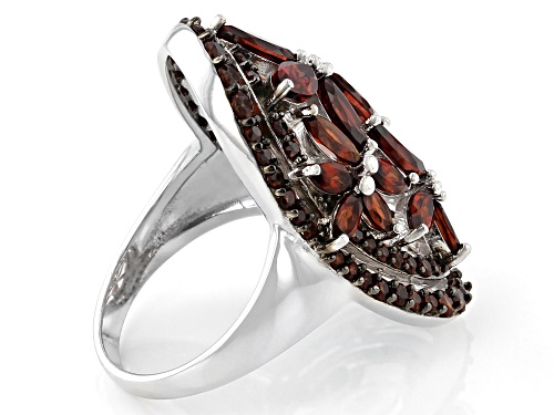 4.73ctw Marquise and Round Vermelho Garnet™ Rhodium Over Sterling Silver Ring - Size 7