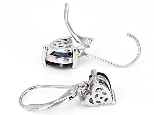 2.72ctw Heart Shape Lab Created Alexandrite Rhodium Over Sterling Silver Dangle Earrings