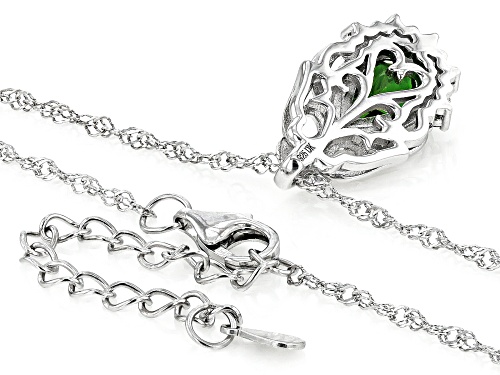 1.16ctw Chrome Diopside With 0.04ctw Green Diamond Rhodium Over Sterling Silver Pendant With Chain