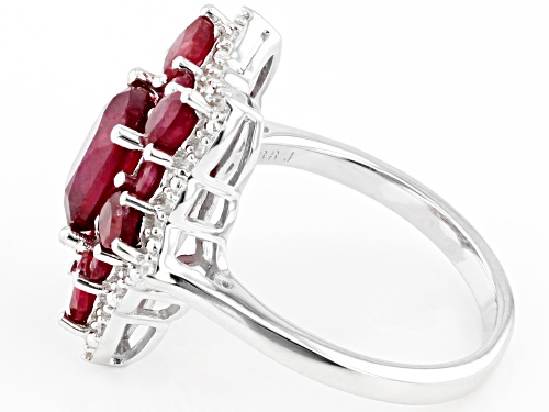 3.35ctw Mahaleo® Ruby With 0.22ctw White Zircon Rhodium Over Sterling Silver Ring - Size 8