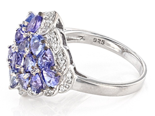 2.75ctw Tanzanite With 0.26ctw White Zircon Rhodium Over Sterling Silver Ring - Size 8