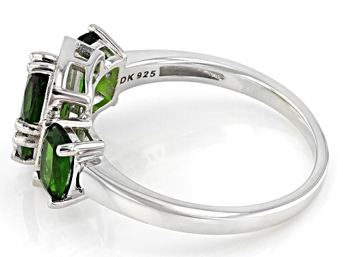 2.57ctw Chrome Diopside With 0.10ctw White Zircon Rhodium Over Sterling Silver Ring - Size 9