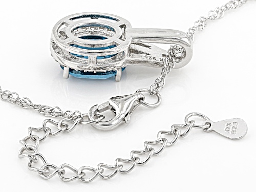 2.76ctw London Blue Topaz With 0.09ctw White Topaz Rhodium Over Sterling Silver Pendant Chain
