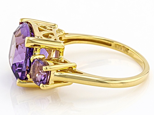 4.34ctw Square Cushion Amethyst 18k Yellow Gold Over Sterling Silver Ring - Size 7