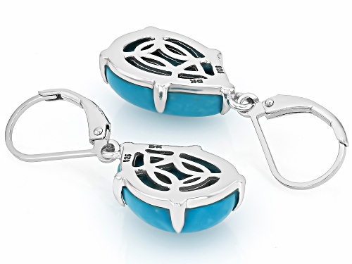 16x12mm Blue Kingman Turquoise Rhodium Over Sterling Silver Earrings