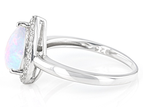 0.51ctw Ethiopian Opal And 0.12ctw White Zircon Rhodium Over Sterling Silver Ring - Size 8
