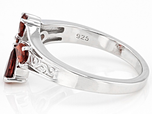 1.13ctw Vermelho Garnet™ Rhodium Over Sterling Silver Cross Ring - Size 7