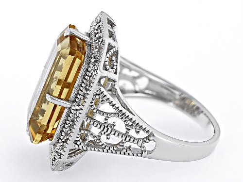 8.25ct Brazilian Citrine Rhodium Over Sterling Silver Ring - Size 6