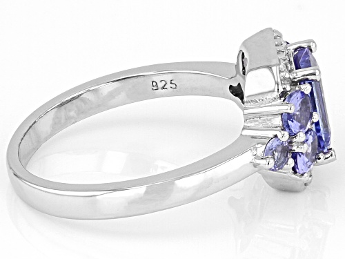 1.53ctw Tanzanite And 0.12ctw White Zircon Rhodium Over Sterling Silver Ring - Size 6