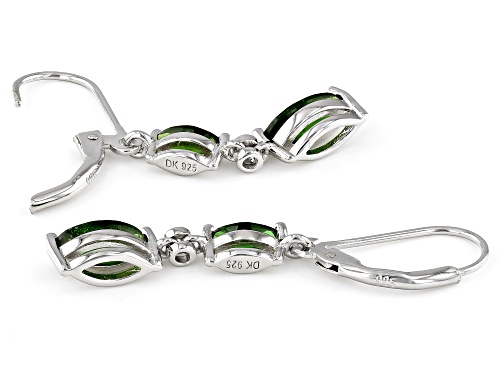 1.39ctw Chrome Diopside And 0.02ctw White Zircon Rhodium Over Sterling Silver Dangle Earrings