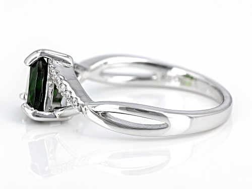1.06ct Chrome Diopside And 0.05ctw White Zircon Rhodium Over Sterling Silver Ring - Size 7