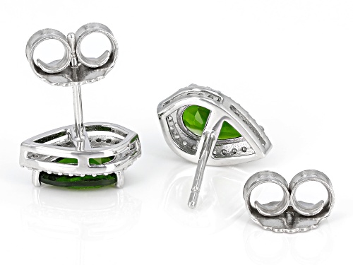 1.53ctw Chrome Diopside And 0.21ctw White Zircon Rhodium Over Sterling Silver Stud Earrings