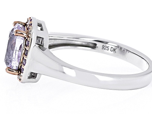 1.48ct Pink Kunzite, 0.20ctw Pink Sapphire, 0.02ctw White Zircon Rhodium Over Sterling Silver Ring - Size 7