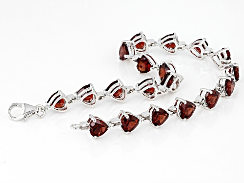 13.17ct Heart Vermelho Garnet™ Rhodium Over Sterling Silver Tennis Bracelet - Size 8
