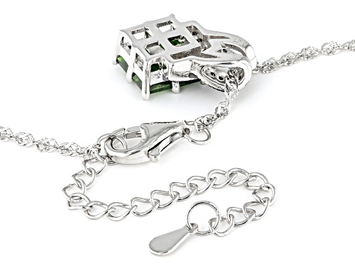 1.36ctw Chrome Diopside And 0.11ctw Black Spinel Rhodium Over Sterling Silver Pendant With Chain