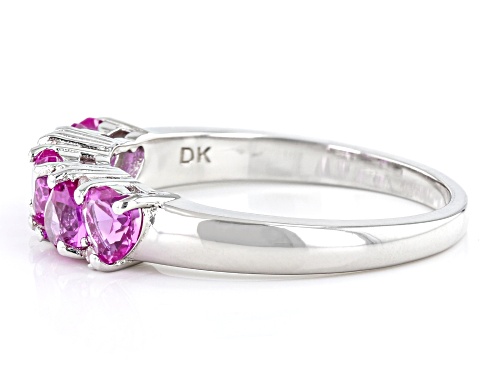 1.40ctw Lab Created Pink Sapphire And 0.03ctw White Zircon Rhodium Over Sterling Silver Ring - Size 7