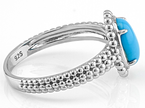 9x7mm Sleeping Beauty Turquoise Rhodium Over Sterling Silver Ring - Size 7