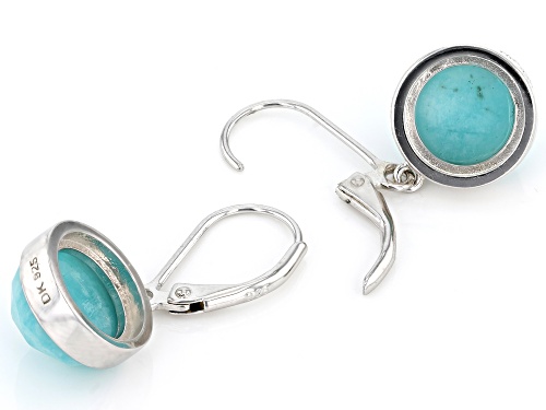10mm Round Checkerboard Amazonite Rhodium Over Sterling Silver Earrings