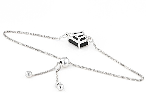 1.76ctw Kite Black Spinel Rhodium Over Sterling Silver Bolo Bracelet