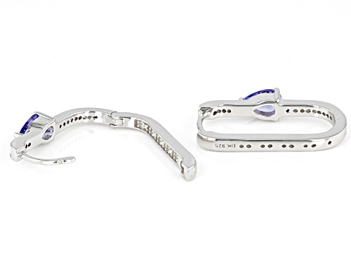 0.68ctw Tanzanite With 0.19ctw White Zircon Rhodium Over Sterling Silver Earrings