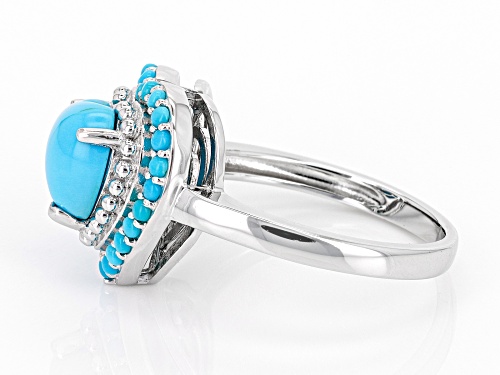 8mm Heart Shape Blue Sleeping Beauty Turquoise Rhodium Over Sterling Silver Ring - Size 8