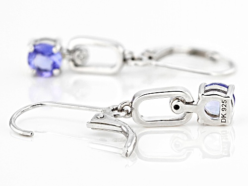 0.94ctw Tanzanite with 0.03ctw White Zircon Rhodium Over Sterling Silver Earrings