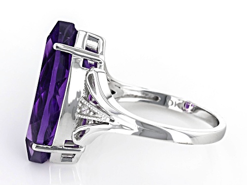 5.00ct Amethyst with 0.03ctw White Zircon Rhodium Over Sterling Silver Ring - Size 9