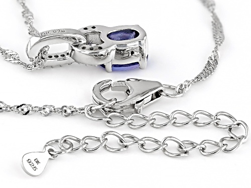 0.64ct Tanzanite with 0.06ctw White Zircon Rhodium Over Sterling Silver Pendant With Chain
