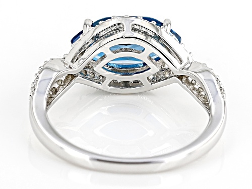 1.67ct London Blue Topaz with 0.24ctw White Zircon Rhodium Over Sterling Silver Ring - Size 6