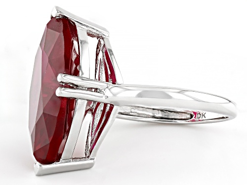 12.75ctw Lab Created Ruby Rhodium Over Sterling Silver Ring - Size 8