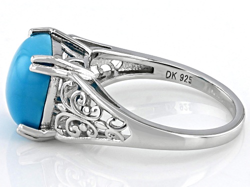 10mm Cushion Shape Sleeping Beauty Turquoise Rhodium Over Sterling Silver Ring - Size 9