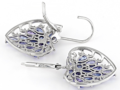 3.67ctw Tanzanite With 0.07tw White Zircon Rhodium Over Sterling Silver Earrings