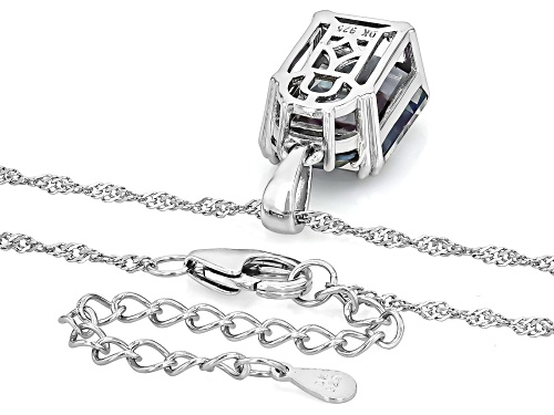 6.72ctw Multi-Color Quartz Rhodium Over Sterling Silver Pendant with Chain