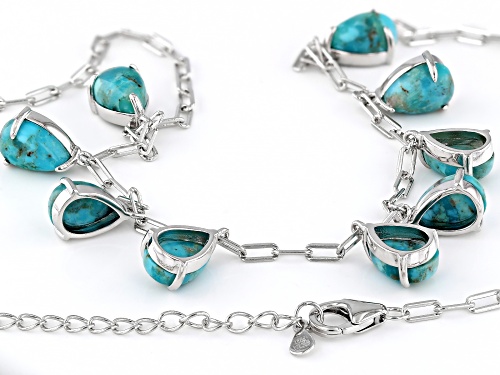 Blue Turquoise Rhodium Over Sterling Silver Necklace - Size 18